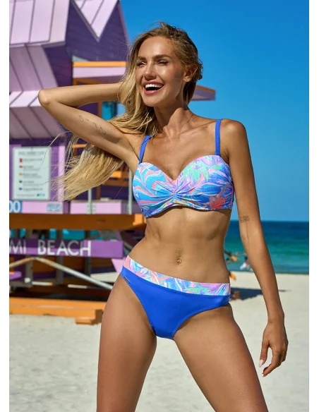 Dwuczęściowy strój kąpielowy ITAKA niebieski we wzory  [2207]