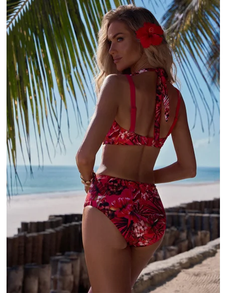 Dwuczęściowy różowy strój kąpielowy IBIZA we wzory [2412]