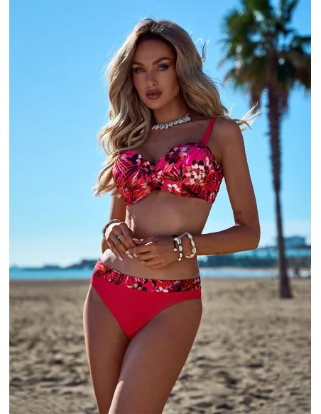 Dwuczęściowy różowy strój kąpielowy ITAKA różowy we wzory [2412]