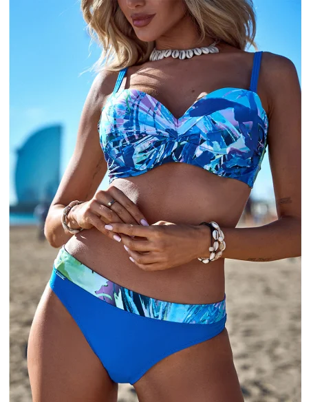 Dwuczęściowy niebieski strój kąpielowy ITAKA we wzory [2403]