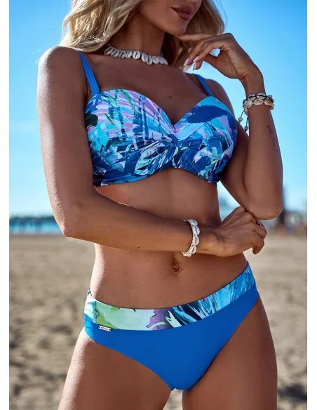 Dwuczęściowy niebieski strój kąpielowy ITAKA we wzory [2403]