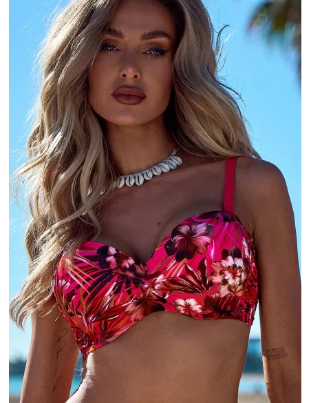 Góra różowego stroju kąpielowego w kwiaty Itaka [2412]