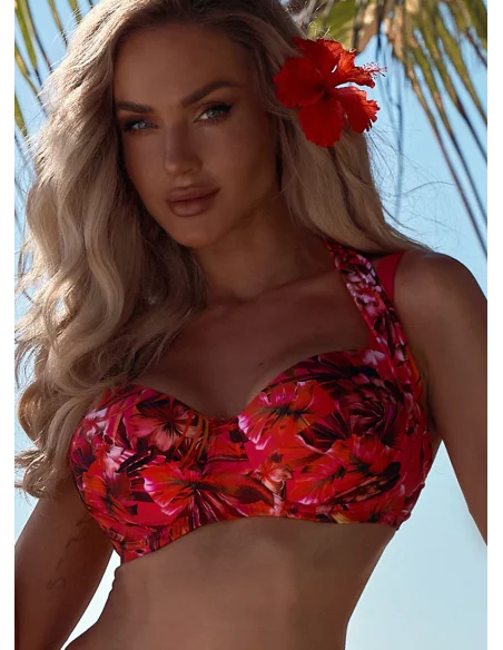 Góra różowego stroju kąpielowego w kwiaty Ibiza [2412]