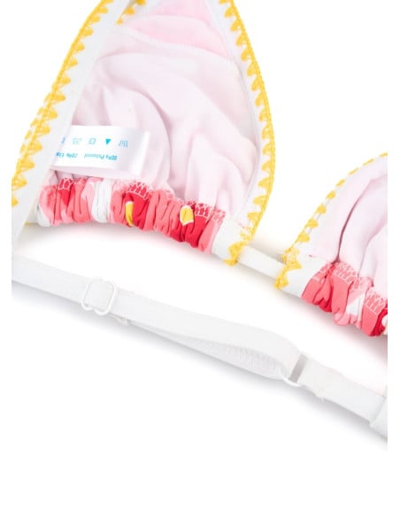 Dwuczęściowy kostium kąpielowy HAWAII [2424] – różowe kwiaty z ozdobną lamówką