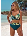 Góra od bikini na duży biust - La Palma zielona w egzotyczne wzory, usztywniana miska