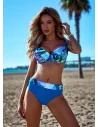 Góra od bikini na duży biust - Kaledonia niebieski we wzory, usztywniane miseczki