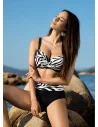 Dół od bikini z wysokim stanem - Majorca czarno-biała zebra, krycie brzucha