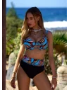 Góra od bikini na duży biust - Kaledonia kolorowy print, usztywniane miseczki z fiszbinami