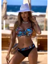 Dół od bikini - Itaka czarny z pasem we wzór, optyczne modelowanie brzucha