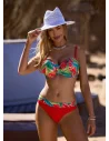 Dół od bikini - Itaka czerwony, figi z ozdobnym pasem