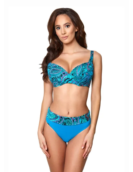 Dwuczęściowy strój kąpielowy KALEDONIA błękitny we wzory [1617]