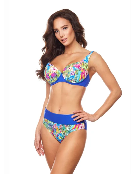 Dwuczęściowy strój kąpielowy KALEDONIA niebieski w kolorowe wzory [1906]