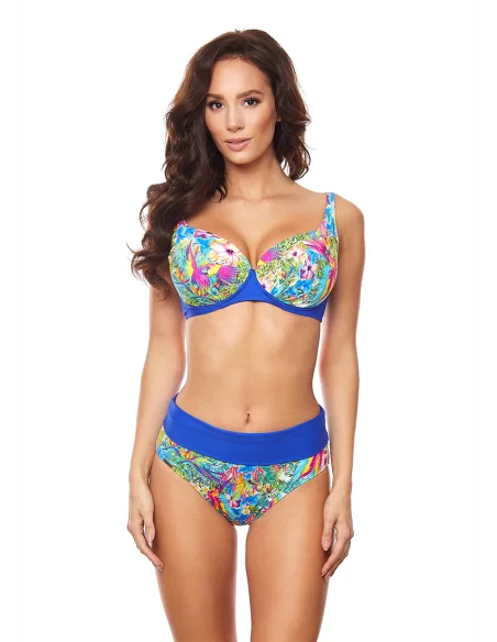 Dwuczęściowy strój kąpielowy KALEDONIA niebieski w kolorowe wzory [1906]