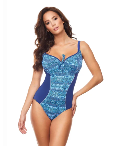 Jednoczęściowy strój kąpielowy MAKIRA niebieski wzorzysty [1904]